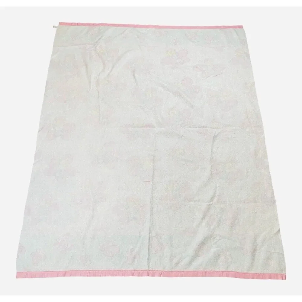 RARE Vintage 1980s Disney Minnie Mouse Satin Edge Blanket 89 x 70 Butterflies